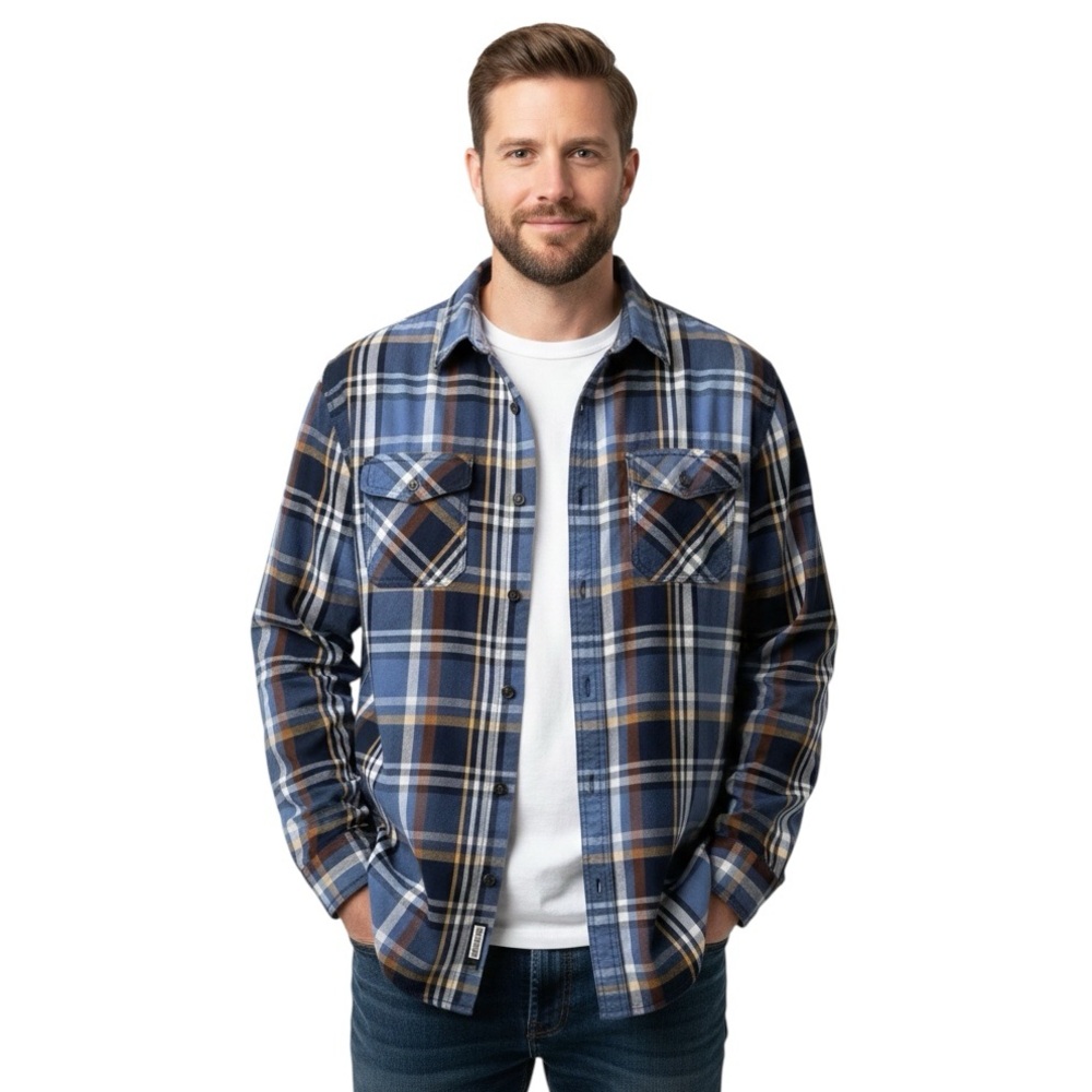 G.H. Bass & Co. Men's Shirt Long Sleeve Button-Down 100% Cotton Plaid Size XXL